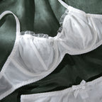 Shelliy Coquette Ruffled-Scallop Sheer Mesh 2-Piece Lingerie Set