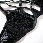 Shelliy Dark Romance Harness-Leopard Sheer 4-Piece Lingerie Set