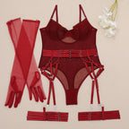 Shelliy Midnight Luxe Mesh Garter Bodysuit