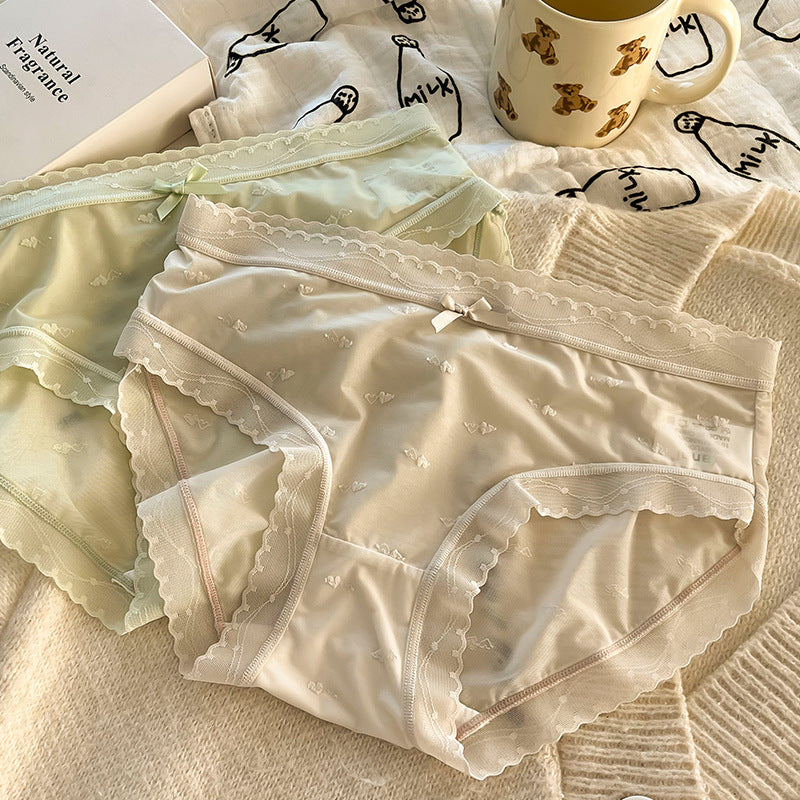 Mint, Cream And Beige Shelliy Briefs On Knit Blanket With Mug — Flat-lay