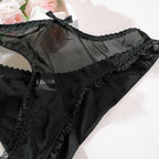 Shelliy Coquette Ruffled-Scallop Sheer Mesh 2-Piece Lingerie Set