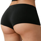 Black Shelliy Brief Rear View On White Background — On-body