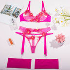 Shelliy Romantic Embroidered Garter 4-Piece Set