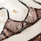 Shelliy French Leopard-Print Sheer 2-Piece Lingerie & Thong Set
