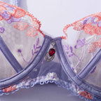 Shelliy Luxe Embroidered Mesh 3-Piece Garter Thong Set