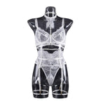 White Midnight Luxe Lash-Lace Garter 5-Piece Set — Shelliy Official