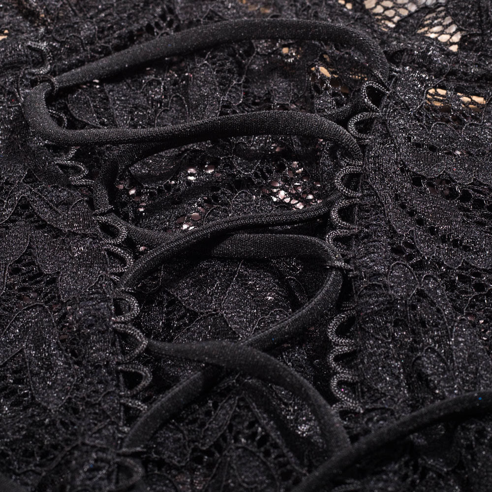 Shelliy Midnight Lace-Up Lace 3-Piece Garter & Thong Set
