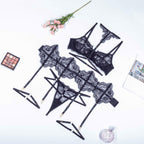 Shelliy Midnight Luxe Lash-Lace Garter 5-Piece Set