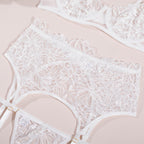 Shelliy French Embroidered 4-Piece Garter Thong Set