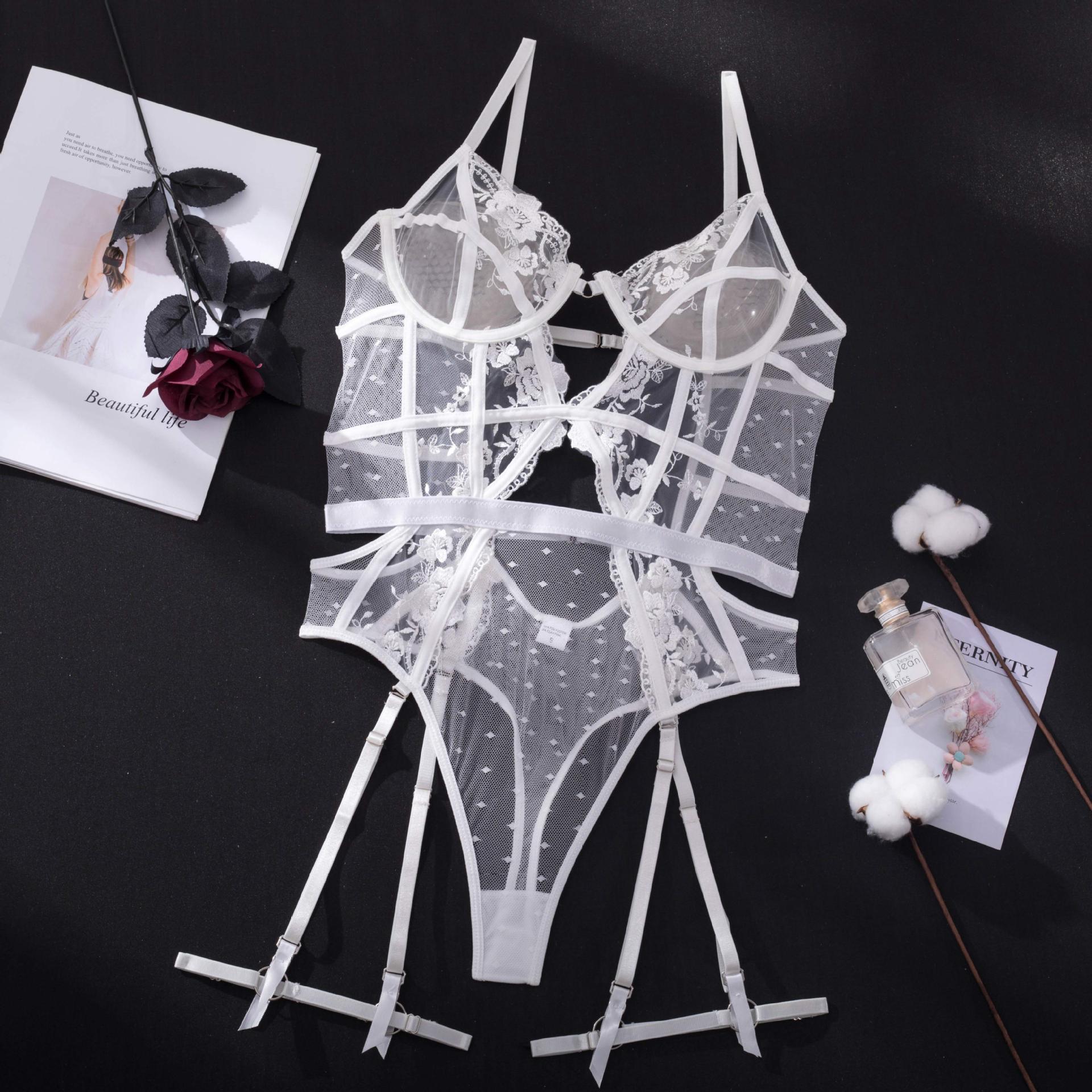 Shelliy Midnight Luxe Embroidered Garter Bodysuit