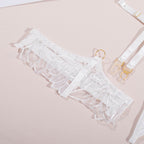 Shelliy French Embroidered 4-Piece Garter Thong Set