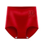 Red Shelliy Printed Cotton Brief Front — Mid-Rise