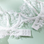 Shelliy Bridal White Lace Balconette 5-Piece Garter Set