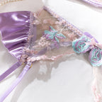 Shelliy French Sheer Embroidered 4-Piece Lingerie Set