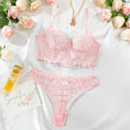 Shelliy Coquette Lace Boned Cami Corset Set Pink
