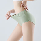 Green Printed Shelliy Cotton Brief Waistband Stretch On Model — Mid-Rise
