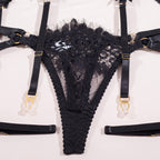 Shelliy Midnight Luxe Eyelash Lace Garter 4-Piece Set