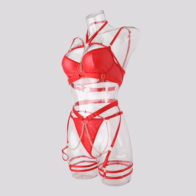 Shelliy Dark Romance Leather Harness Garter Thong Set