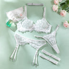 White Shelliy Bridal White Lace Balconette 5-Piece Garter Set — Shelliy Official