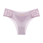 Shelliy Lace-Trim Ice-Silk Brief - Purple