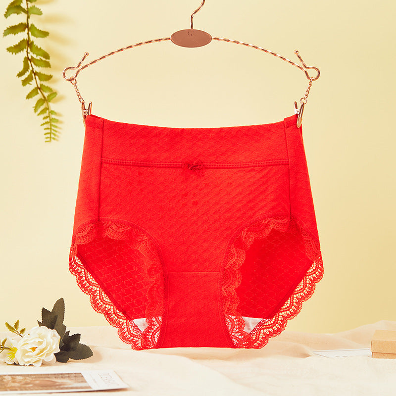 Shelliy Jacquard Cotton Brief Red front on hanger — Cotton-Gusset