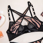 Shelliy Coquette Sheer Chain-Detail 4-Piece Lingerie Set