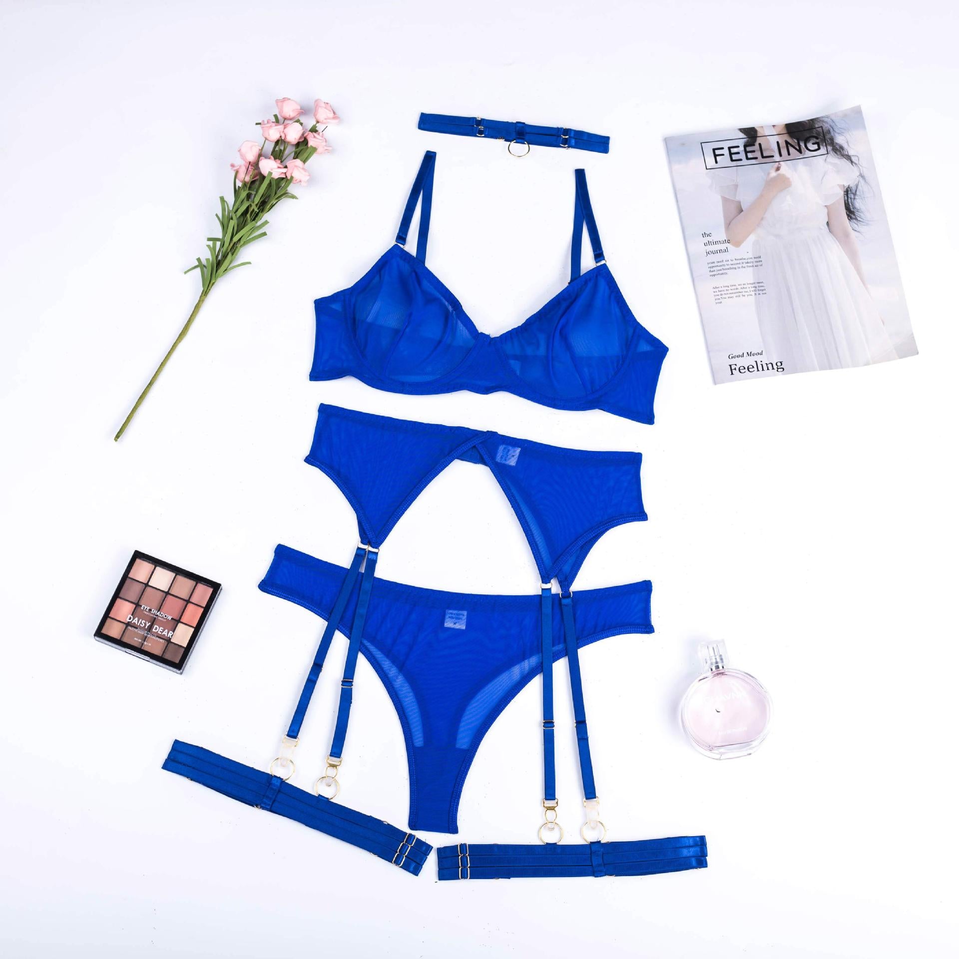 Royal Blue Minimalist Wired Mesh 4-Piece Set — Shelliy Official
