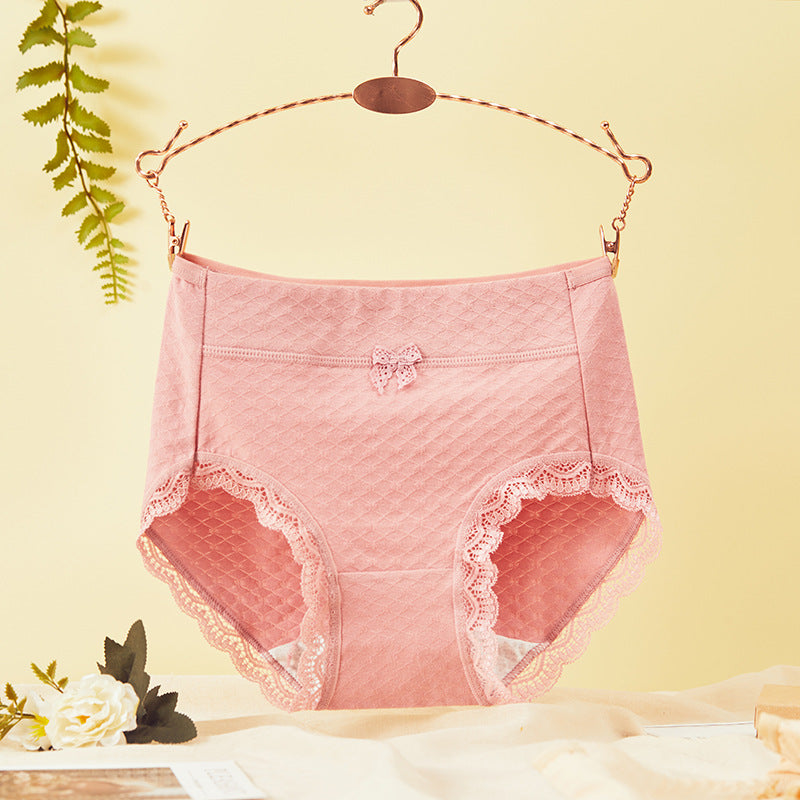 Shelliy Jacquard Cotton Brief Pink front on hanger — Cotton-Gusset