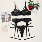 Black French Sheer Lash-Lace 2-Piece Set — Shelliy Official