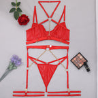 Red Shelliy Leather Harness Garter Thong Set — Shelliy Official