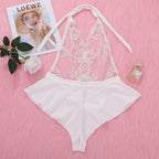 Shelliy Midnight Luxe Embroidered Lace-Up Bodysuit