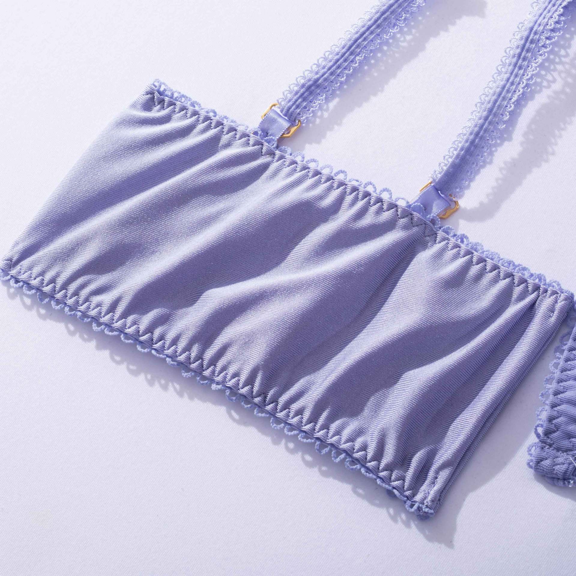 Shelliy Luxe Embroidered Mesh 3-Piece Garter Thong Set