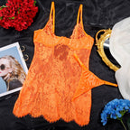 Shelliy Dark Romance Sheer Lash-Lace Underwired Bodysuit Orange