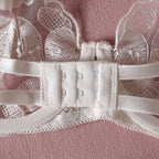 Shelliy Coquette Embroidered Ruffle 3-Piece Garter & Thong Set