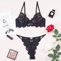 Shelliy French Wired Lace 2-Piece Set Black