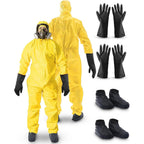 2 Sets Yellow Hazmat Suit, Chemical Protection Coveralls