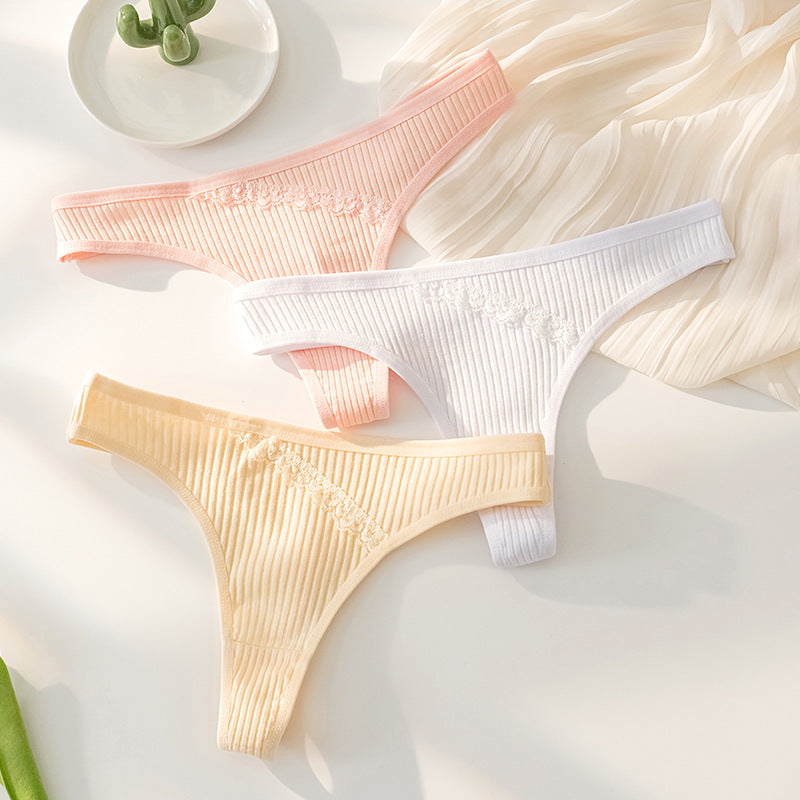 Shelliy Low-Rise Ribbed Cotton Seamless-Waist Thong - View 1