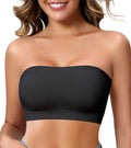 Strapless bandeau bra in black, front view — Shelliy Minimalist
