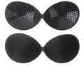 Black adhesive bra, front and adhesive side flat lay — Shelliy Minimalist