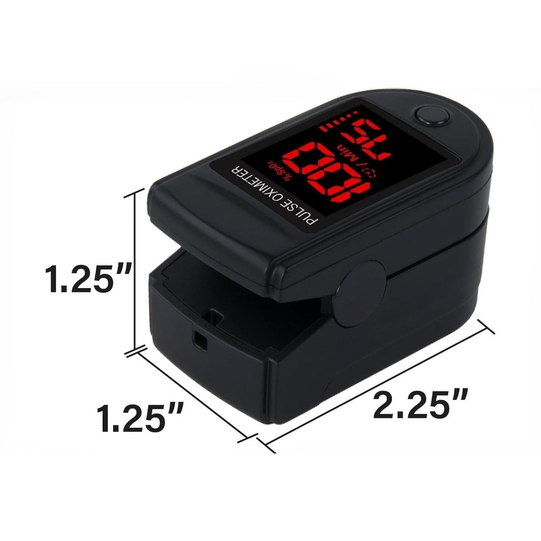 Carsine Fingertip Pulse Oximeter Blood Oxygen Saturation Monitor with Silicone Cover, Batteries and Lanyard Black