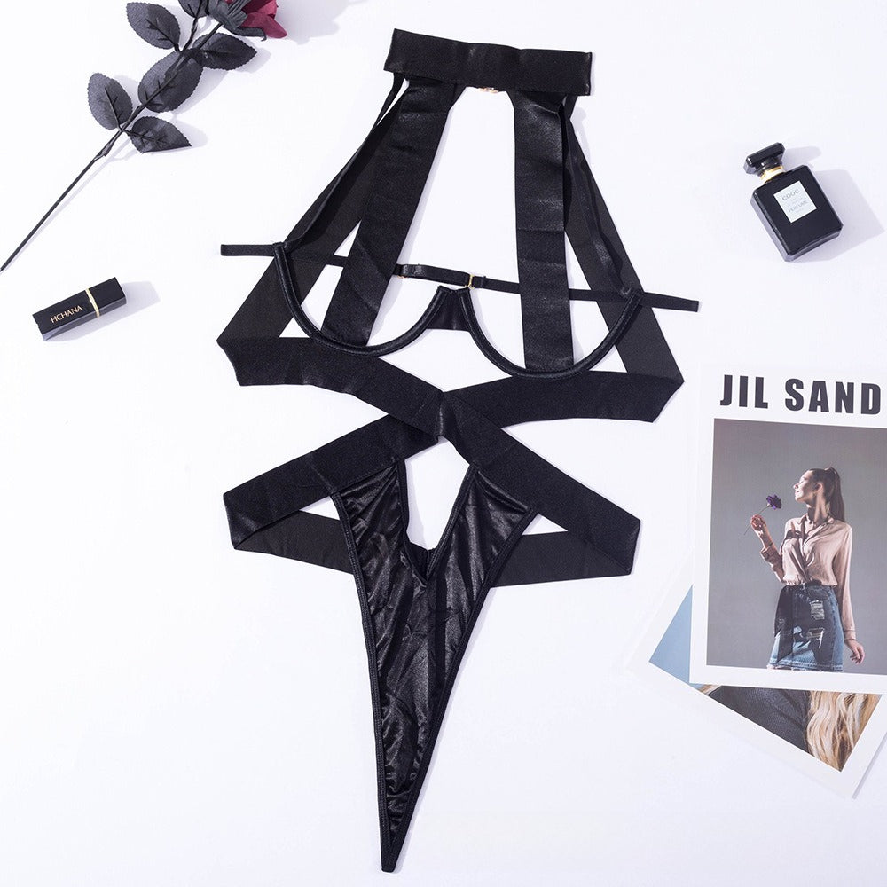 Shelliy Midnight Luxe Crisscross Cage Bodysuit