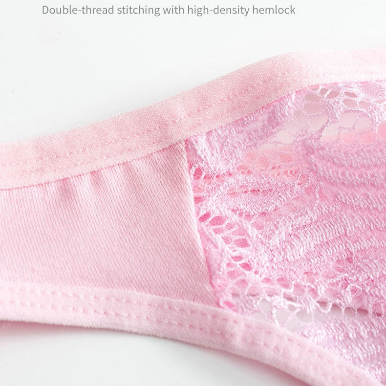 Shelliy Low-Rise Cotton Lace-Trim T-Back Thong featuring delicate romantic lace detailing and ultra-soft comfort waistband — Cozy french aesthetic everyday lingerie (View 3)