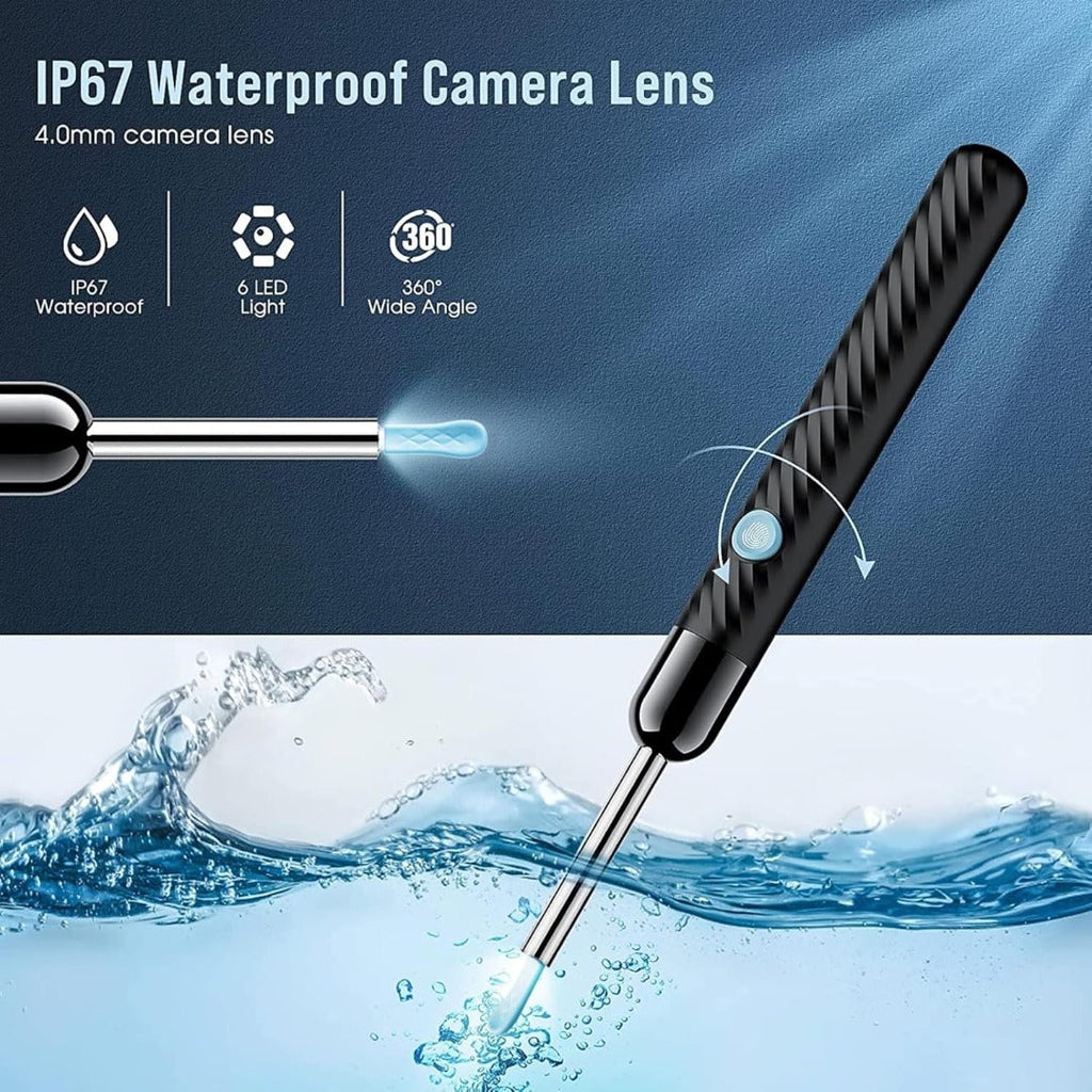 Carsine Ear Wax Removal - Earwax Remover Tool with 8 Pcs Ear Set - Ear Canal Cleaner with 1080P Camera - FSA HSA Eligible - Ear Cleaning Kit with 6 Ear Spoon - Ear Camera for iOS & Android Black