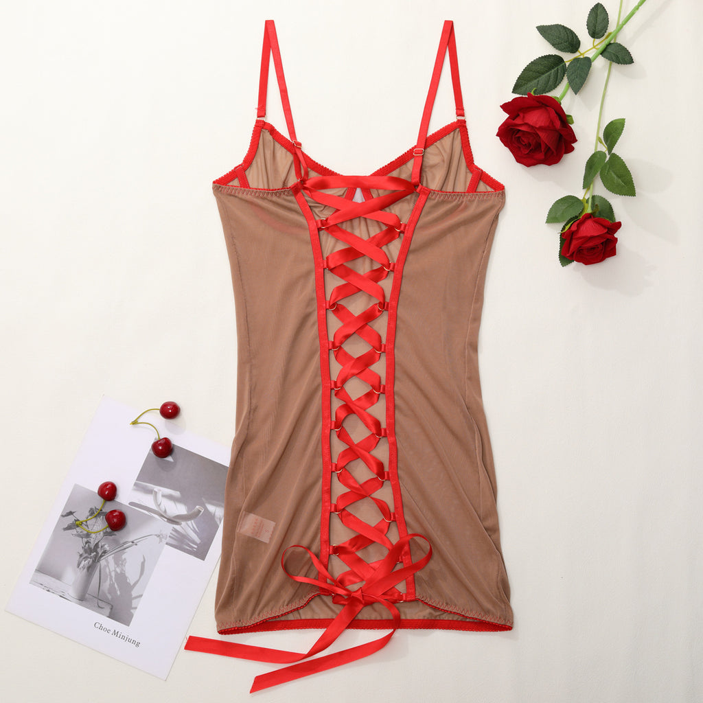 Shelliy Sheer Mesh Bodysuit - Khaki