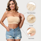 Strapless bra in nude with wide ribbed band detail — Shelliy Minimalist