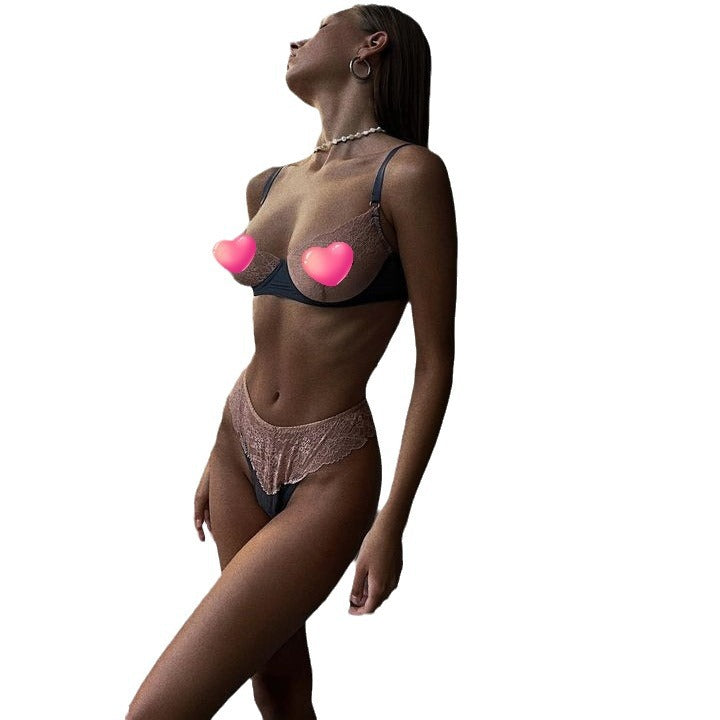 Shelliy Coquette Lace Sheer Balconette 2-Piece Lingerie Set Detail Close-Up — Shelliy Official