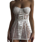 Shelliy Midnight Luxe Lace Halter Push-Up Bodysuit