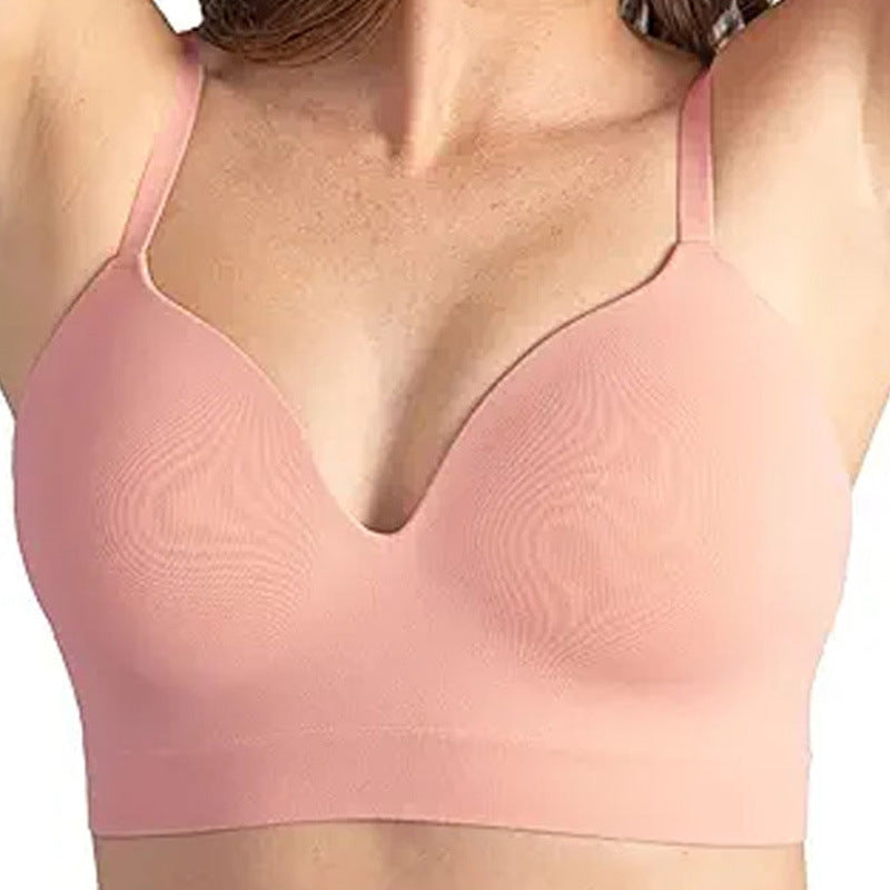 Pink bandeau bra with detachable straps