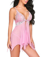 Pink petal-hem lace babydoll