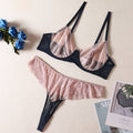 Blue Pink S Shelliy Coquette Lace Sheer Balconette 2-Piece Lingerie Set — Shelliy Official